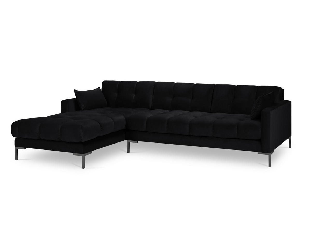 ECKSOFA links Mamaia aus Samt schwarz 5 Sitzplätze - Schwarz, Textil (185/293cm) - Micadoni