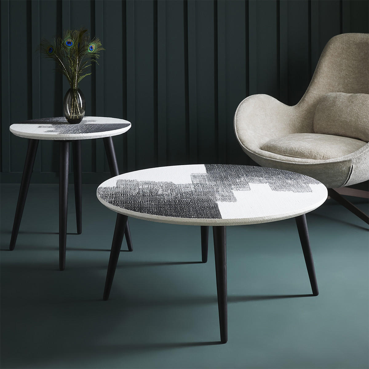 COUCHTISCH Abstract - H 38cm - Schwarz, Holzwerkstoff (85/80/38cm) - Signature