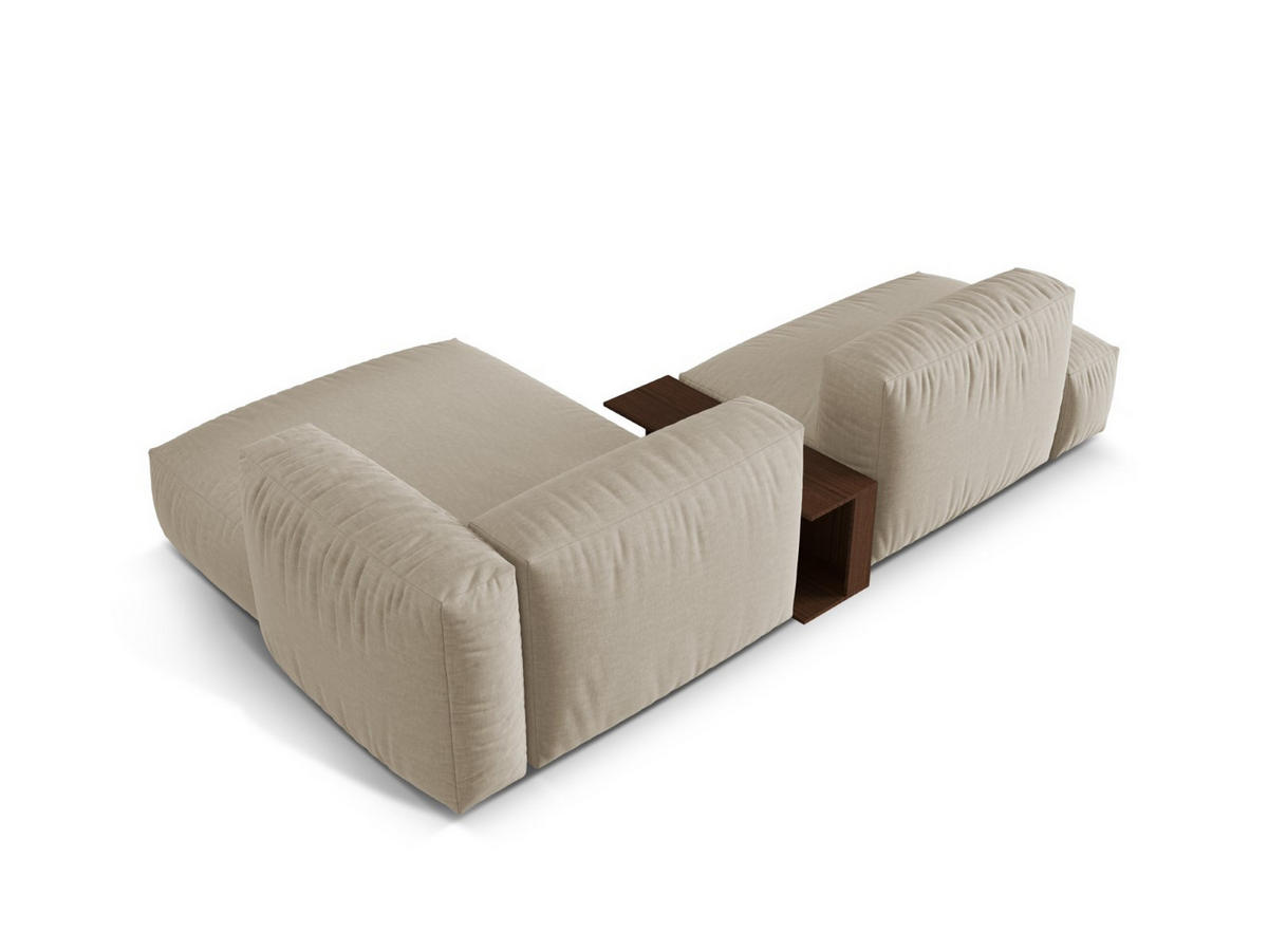 ECKSOFA modular rechts Martina aus strukturiertem Stoff leichtes beige 2 Sitzplätze - Creme, Textil (176/285cm) - Micadoni