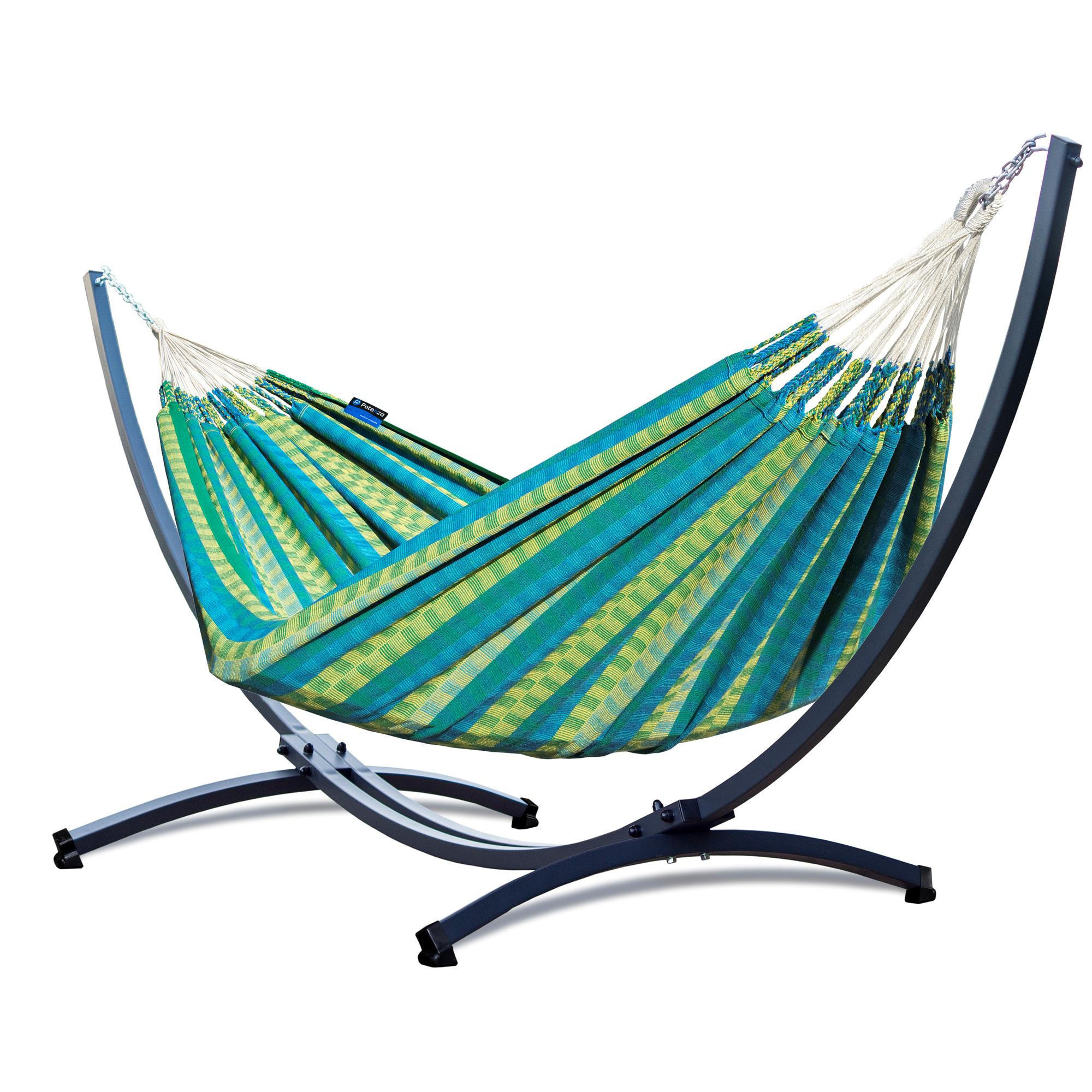 HÄNGEMATTE mit Gestell, 2 Personen, XXL, 200 kg, Metall, Morena Kiwi, einfache Montage - Grün, Metall (370/130/120cm) - Potenza