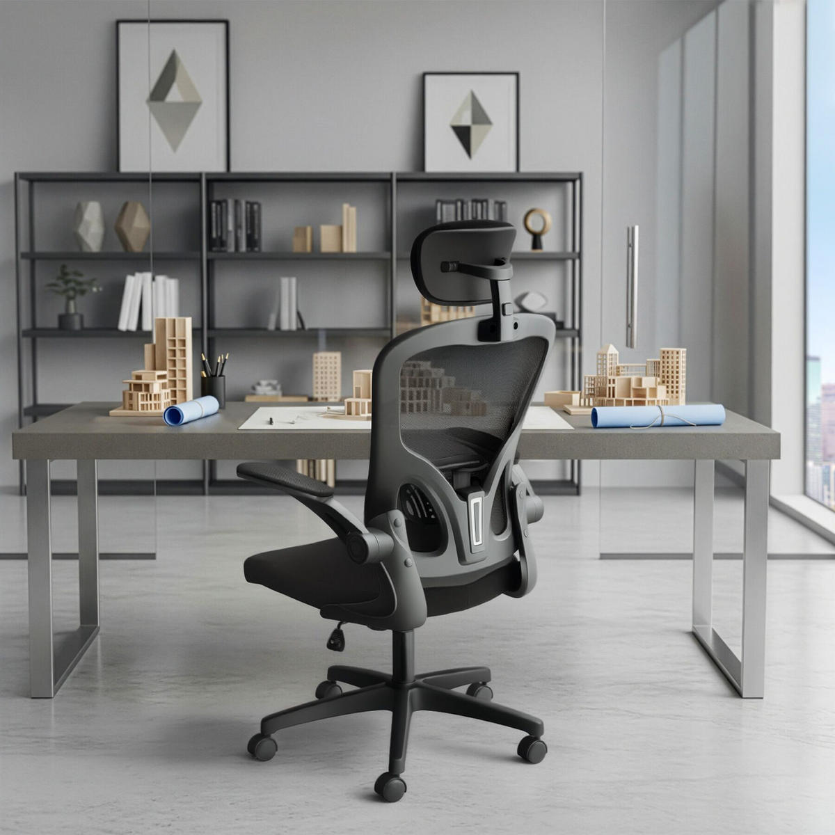 BÜROSTUHL Arges, stufenlos höhenverstellbar, schwarz - Schwarz, Kunststoff (68/131/63cm) - tectake