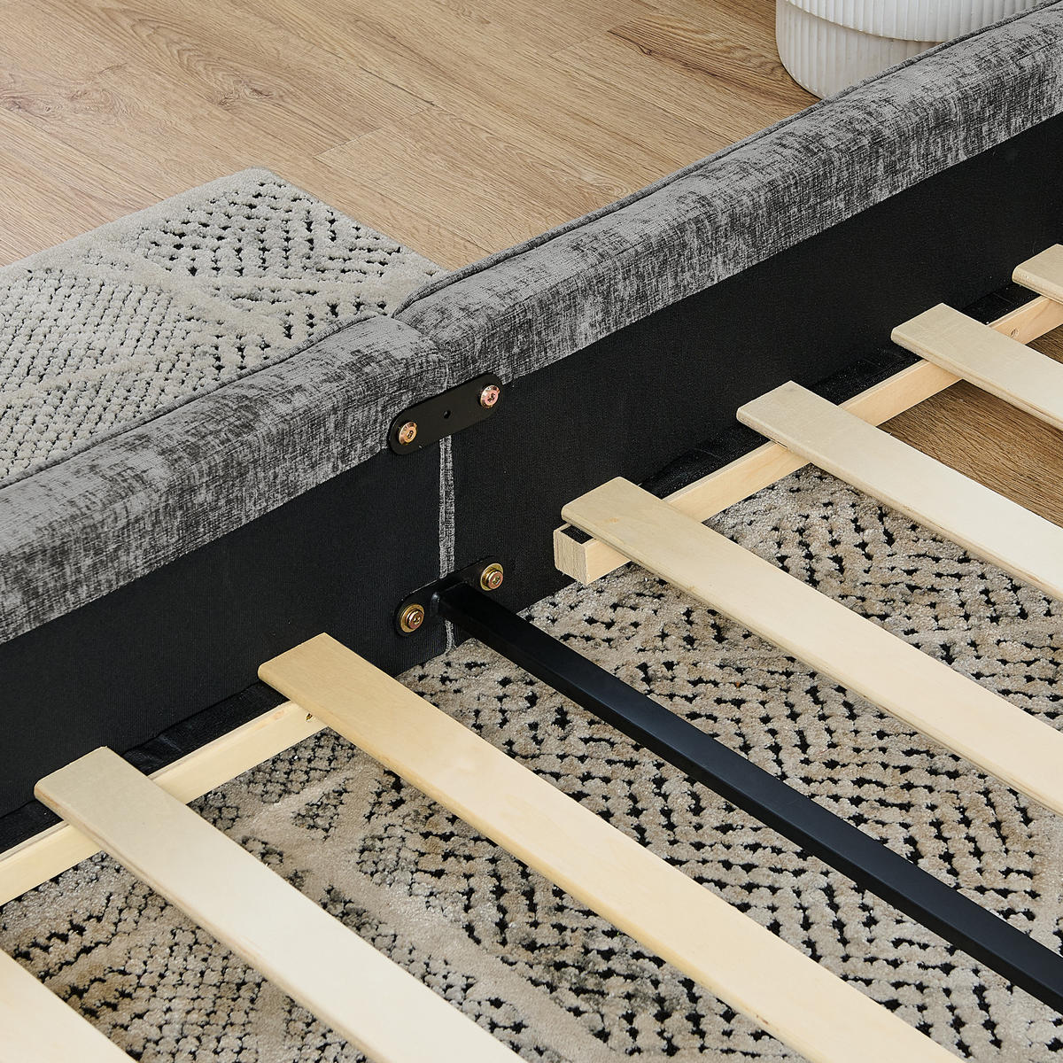 POLSTERBETT 160x200 cm Chenille Holzrahmen grau - Dunkelgrau, Kunststoff (160/200cm) - LEBENLANG