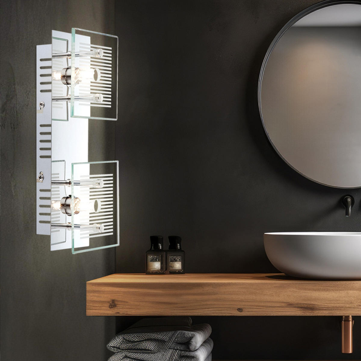 LED WANDLEUCHTE GILMA Metall Silber - Silberfarben, Glas (10/7.5/25cm) - Globo Lighting