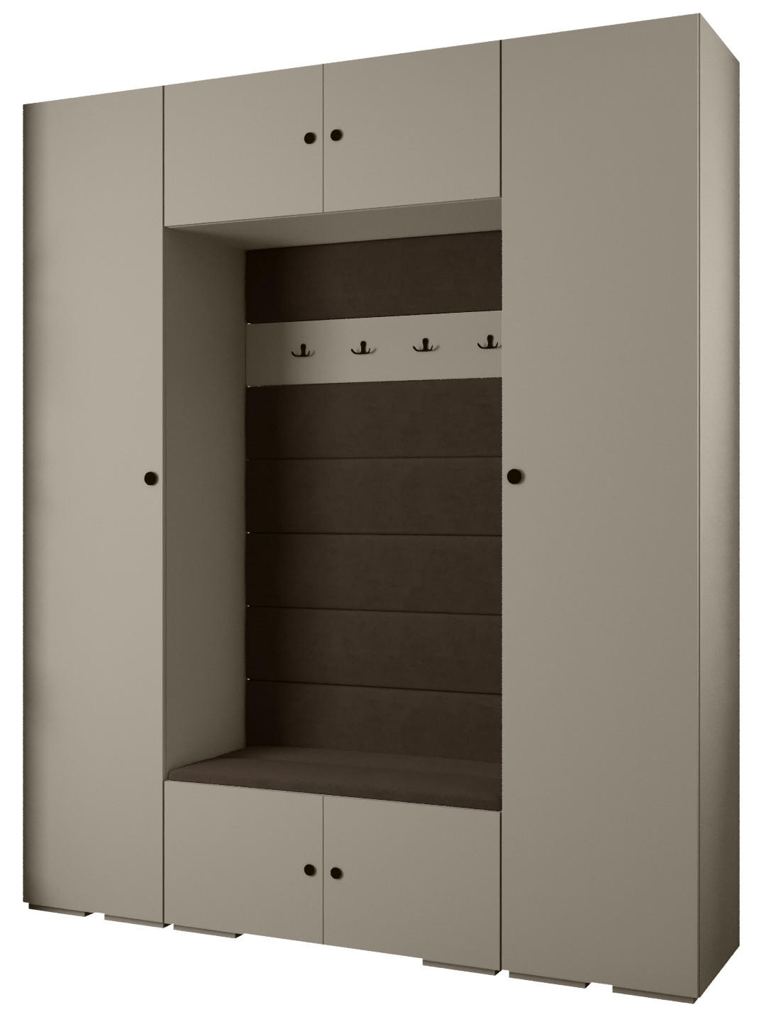 Abiks Möbel Garderoben-Set Kaschmir, Braun, Schwarz 200x236.7x47 cm
