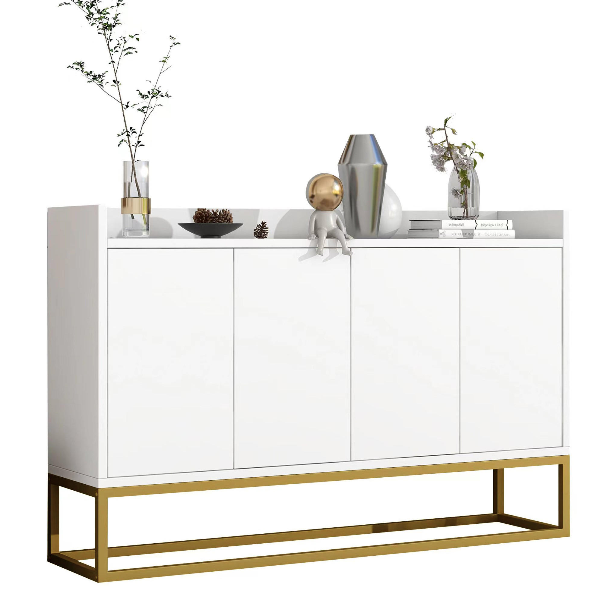 SIDEBOARD 120/30/80 cm aus Holzwerkstoff mit 4 grifflosen Türen Weiß - Weiß, Holzwerkstoff (120/80/30cm) - Modenvie