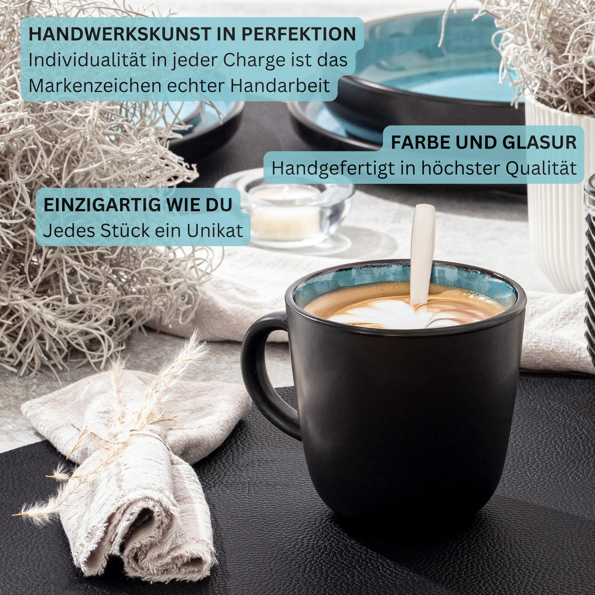 KOMBISERVICE GRANADA - 24 teilig aus Steingut - Blau, Stein (50/30/80cm) - Sänger
