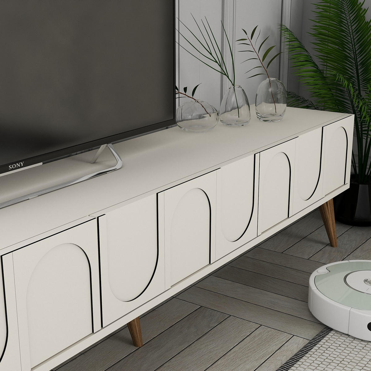 TV-MÖBEL lyon Weiß - Beige, Holz (35/44/180cm) - Habitat Garten