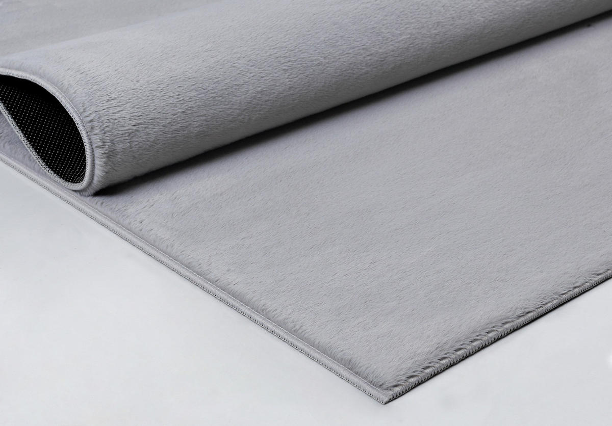 KURZFLORTEPPICH Antirutsch Uni DOUBS Polyester Grau 160 x 220 cm - Grau, Textil (160/220cm) - KADIMA DESIGN