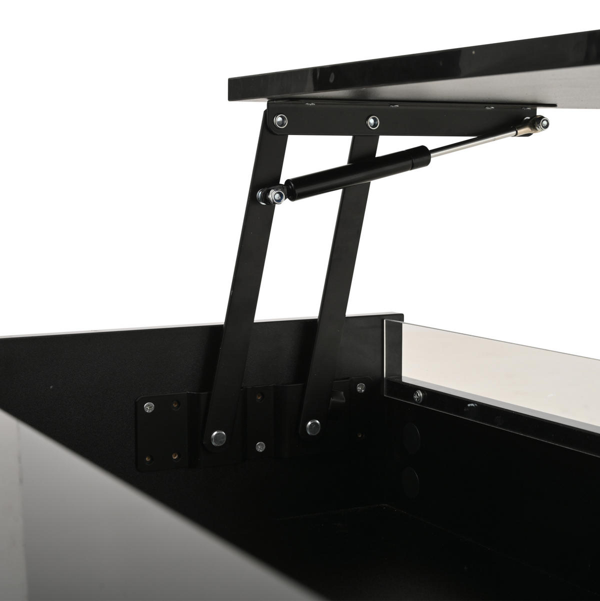 COUCHTISCH 70/70/38 cm schwarz aus Spanplatte mit LED-Lichtstreifen und Stauraum - Schwarz, Holzwerkstoff (70/70/38cm) - OKMYHOME