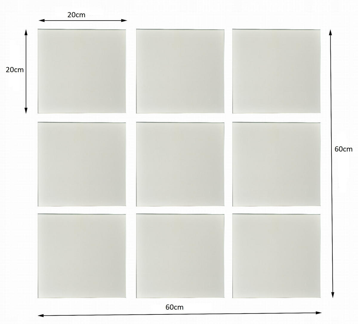 WANDSPIEGEL 20 x 20 cm – 9 Stück - Transparent, Glas (60/60/0.01cm) - Matkam Möbel