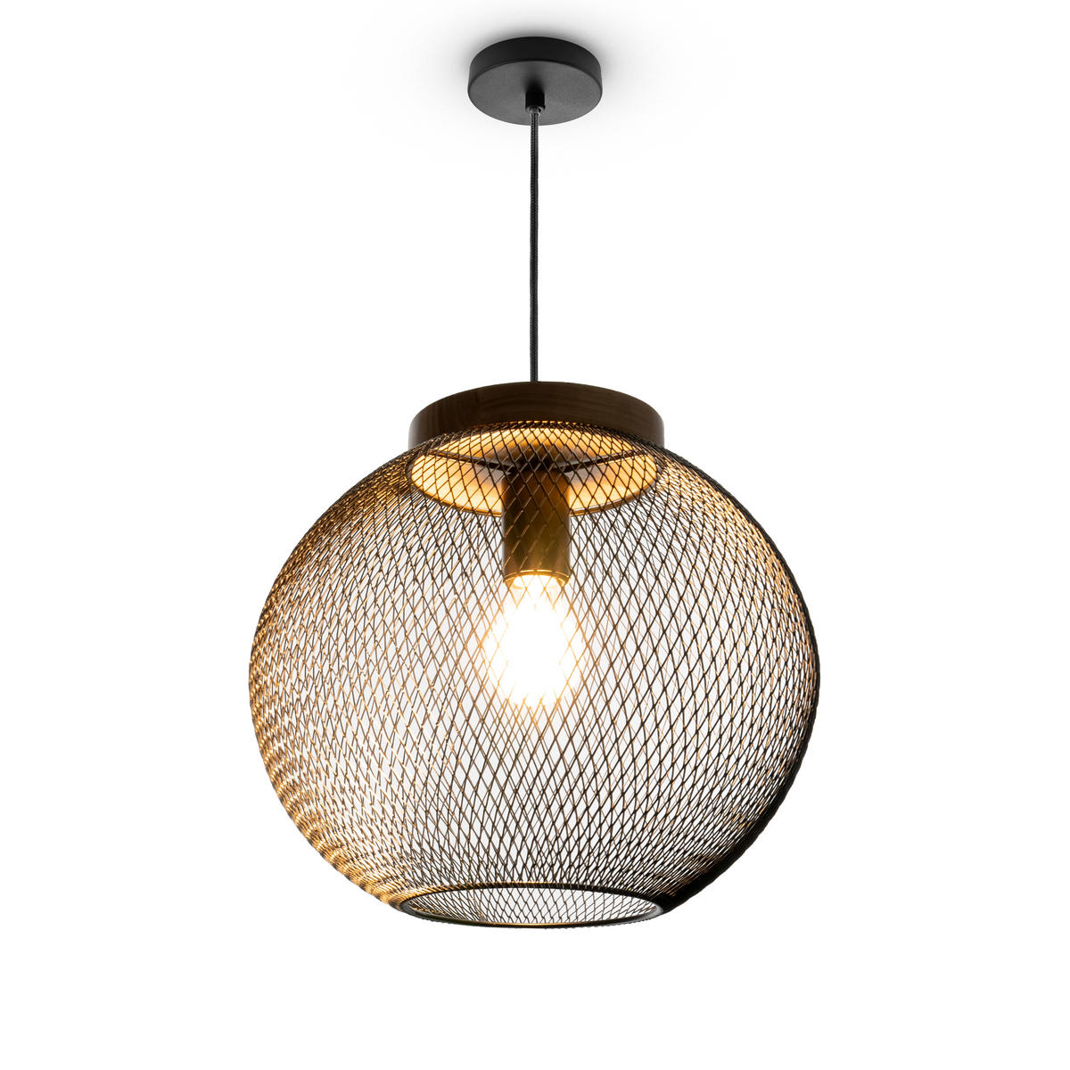 PENDELLEUCHTE Trapu S - Schwarz, Metall (35/35/31cm) - Paco Home