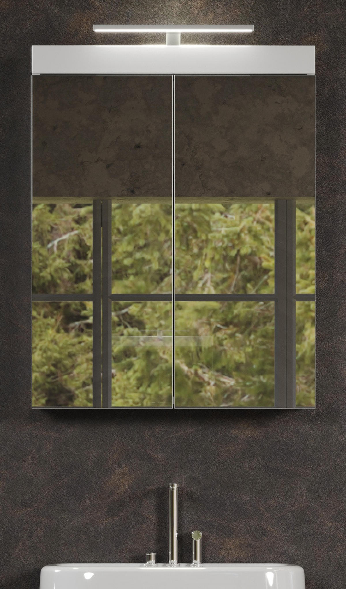 SPIEGELSCHRANK weiß Hochglanz 60 x 77 cm, Badschrank inklusive Beleuchtung - Weiß, Glas/Holzwerkstoff (60/77/17cm) - Top.Furn
