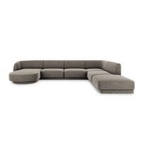 PANORAMASOFA rechts Miley aus Chenille-Stoff grau 6 Sitzplätze - Grau, Textil (255/70/330cm) - Micadoni