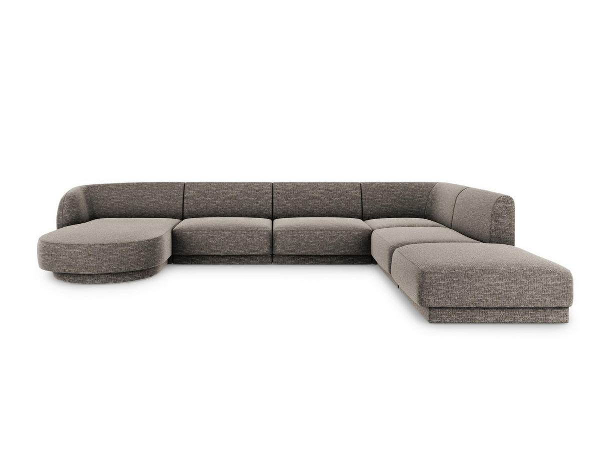 PANORAMASOFA rechts Miley aus Chenille-Stoff grau 6 Sitzplätze - Grau, Textil (255/70/330cm) - Micadoni