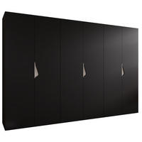 DREHTÜRENSCHRANK 202/300/52 6-türig - Beige/Schwarz, Holz/Metall (300/202/52cm) - Abiks Möbel