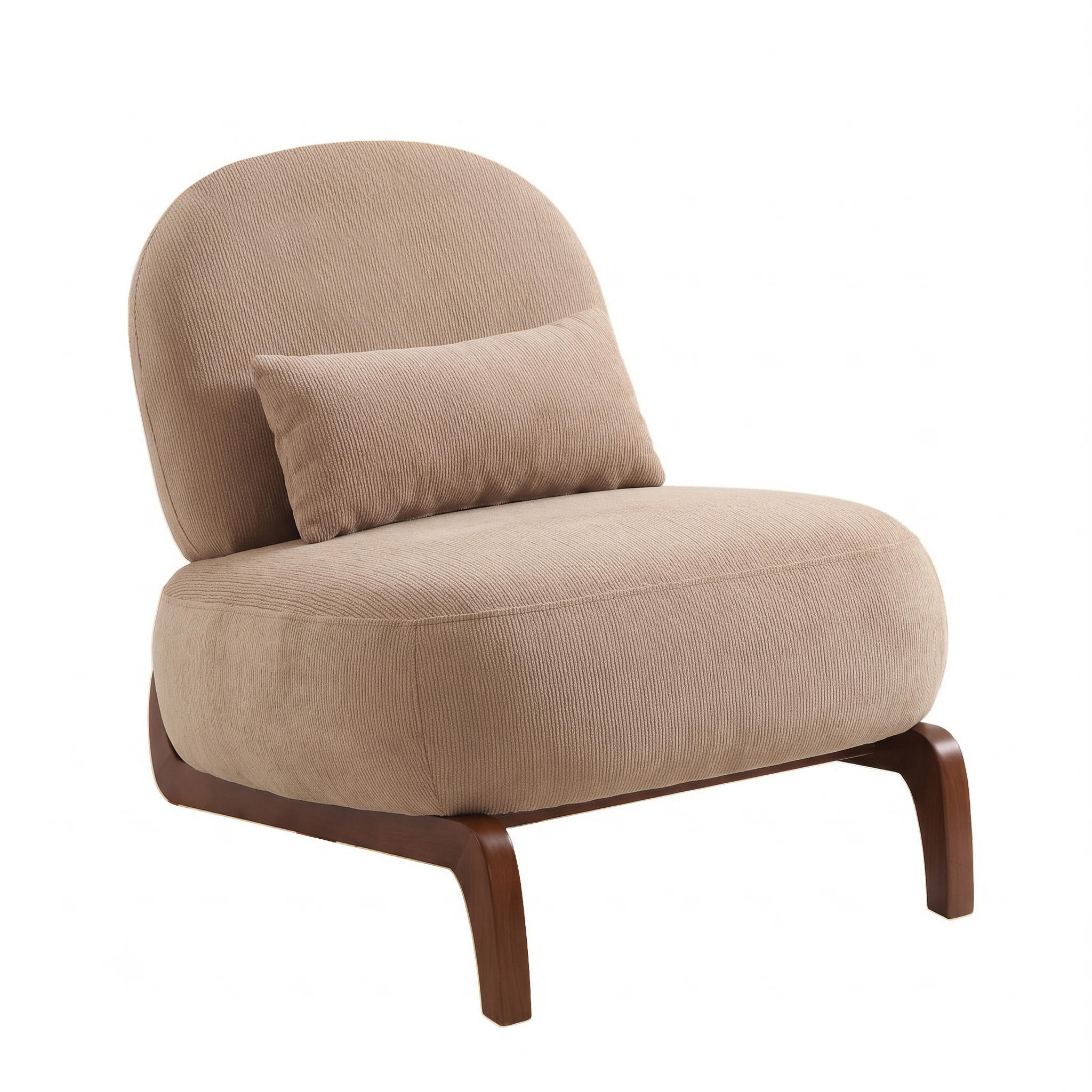 POLSTERSESSEL Ohne Armlehnen Samt Massivholzbeine - Sandfarben, Textil (86.9/69.9/72.1cm) - Urban Meuble