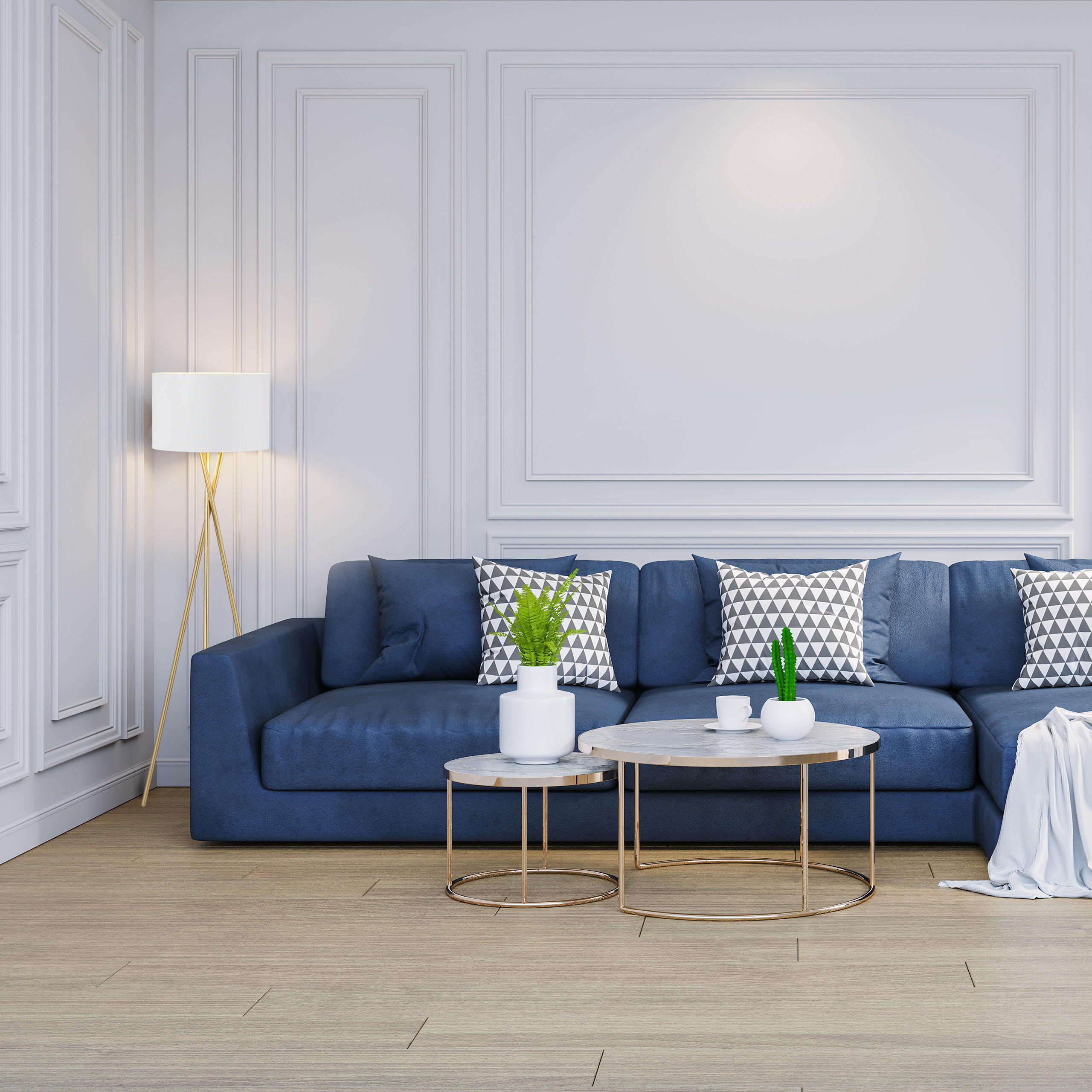 DREIBEIN-STEHLAMPE - Goldfarben, Kunststoff/Textil (53.5/53.5/148.5cm) - Relaxdays
