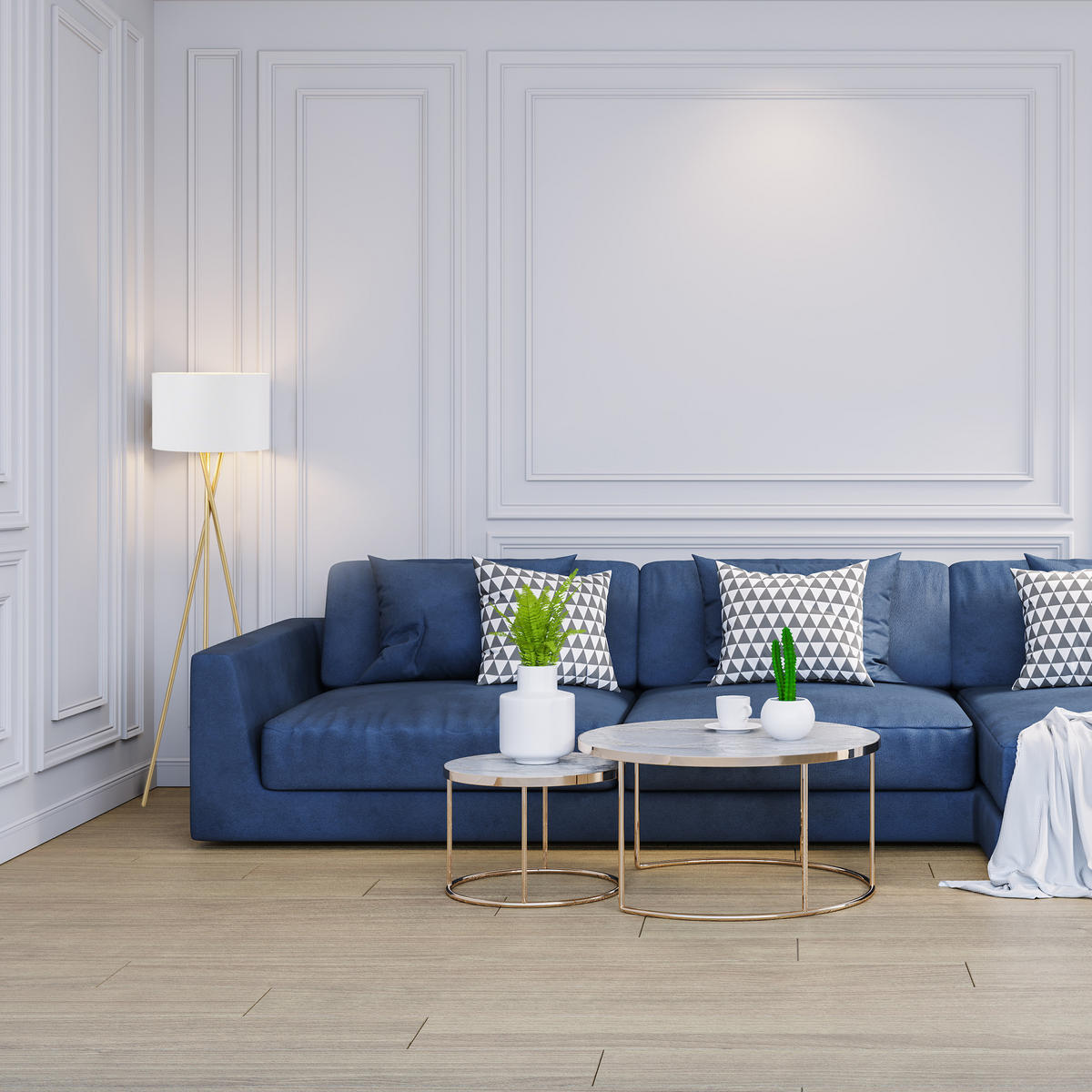 DREIBEIN-STEHLAMPE - Goldfarben, Kunststoff/Textil (53.5/53.5/148.5cm) - Relaxdays