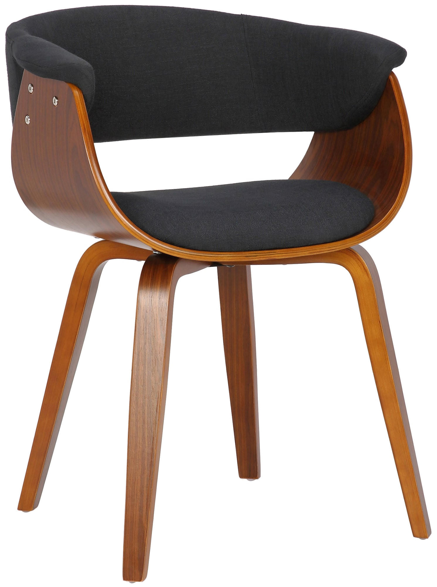 STUHL Stoff Schwarz - Walnussfarben/Schwarz, Holz/Textil (60/75/55cm) - CLP