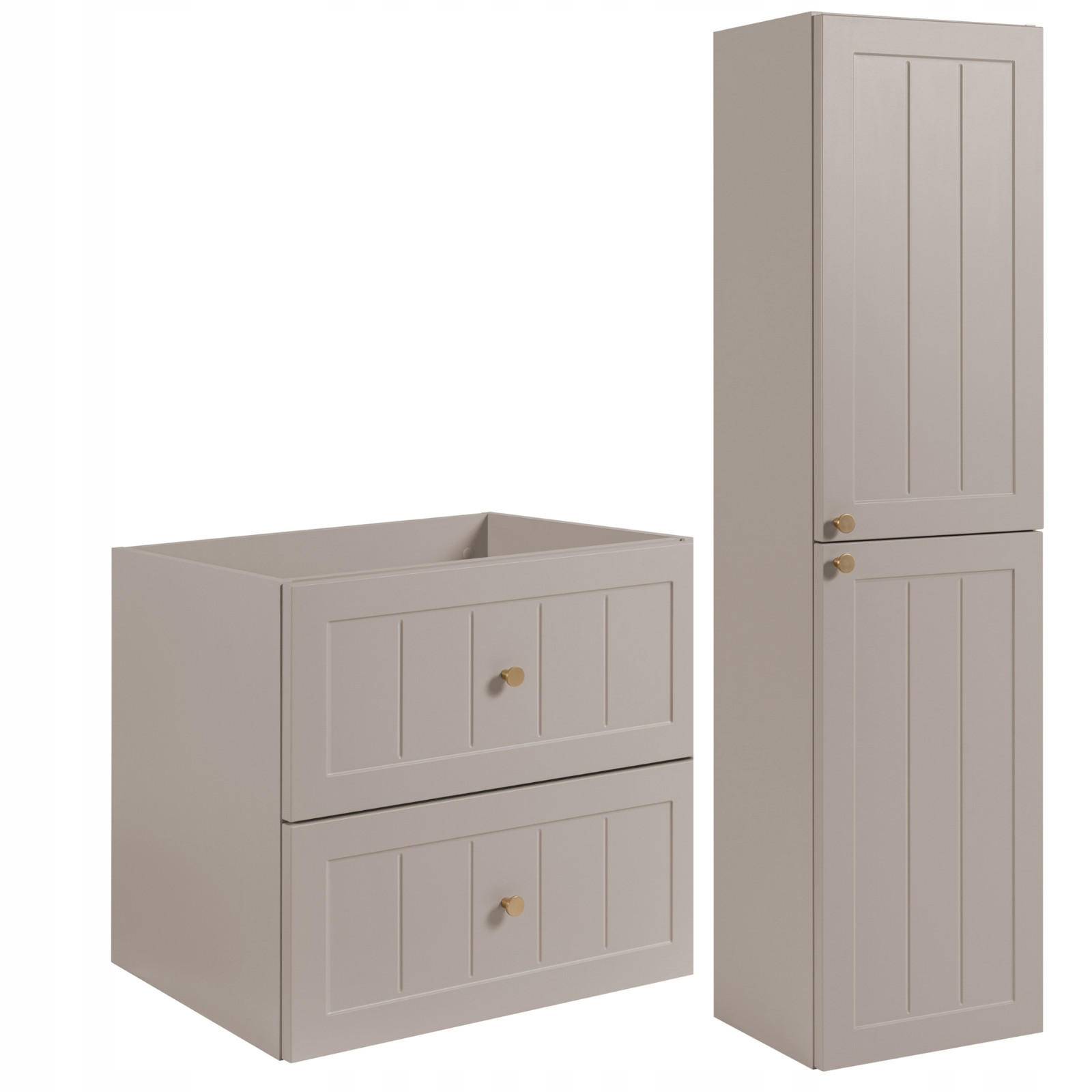 WASCHBECKUNTERSCHRANK + HÄNGESÄULE GUSTO 60cm Kaschmir - Kaschmir, Holzwerkstoff (60/58/46cm) - Rodan