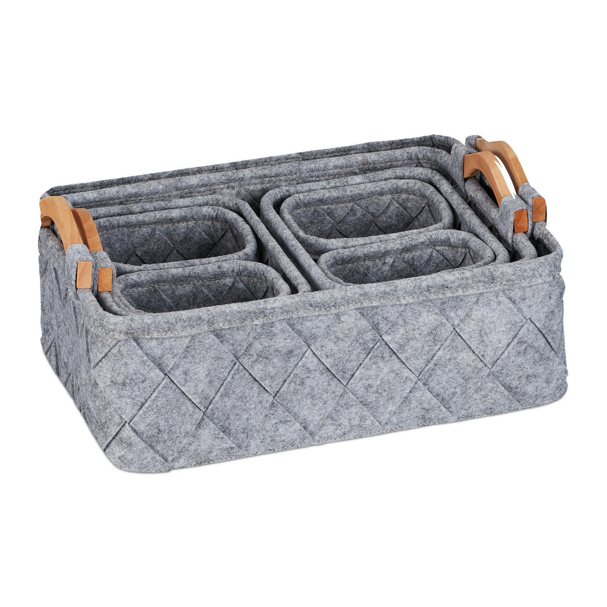 8-TLG.SCHRANK-ORGANIZER - Grau, Holz/Textil (42/19/31cm) - Relaxdays