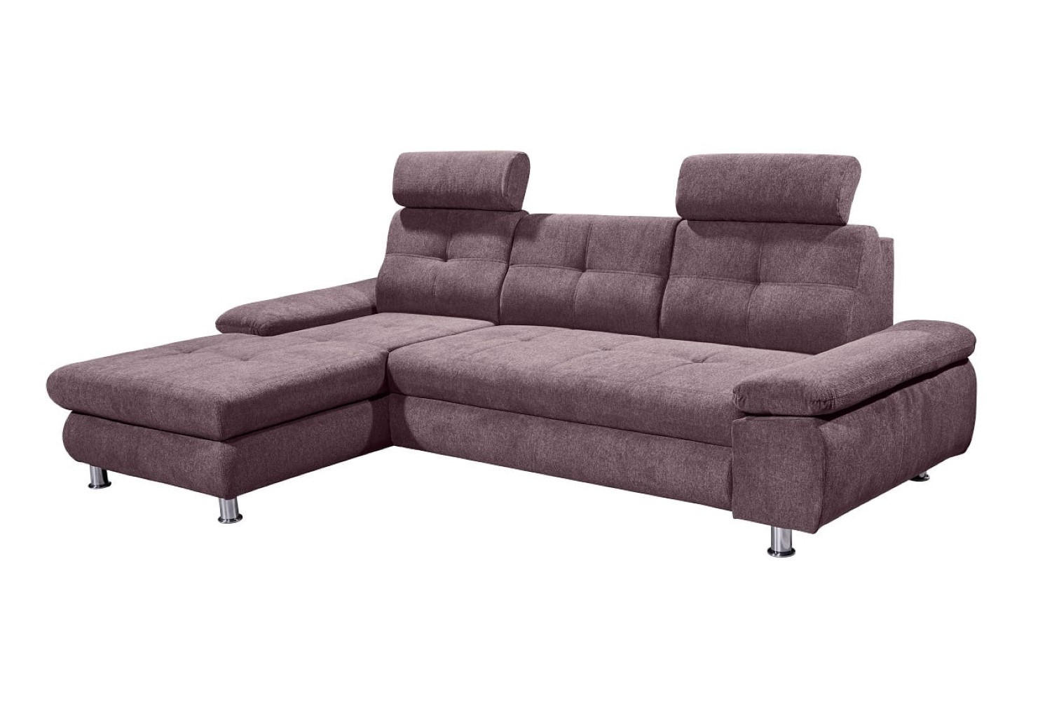 ECKSOFA mit Schlaffunktion und Bettkasten, Brego-Stoff - Chromfarben/Rot, Textil/Metall (274/177cm) - ed exciting design