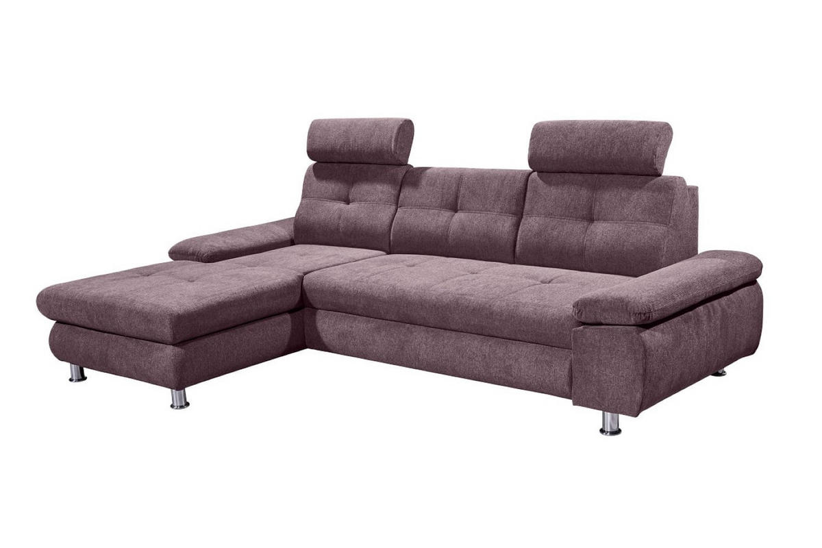 ECKSOFA mit Schlaffunktion und Bettkasten, Brego-Stoff - Chromfarben/Rot, Textil/Metall (274/177cm) - ed exciting design