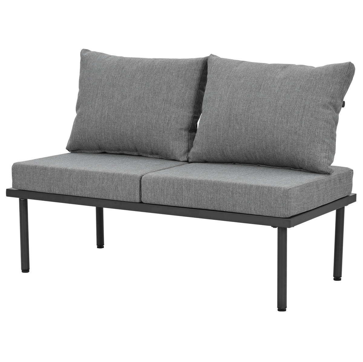 GARTEN-LOUNGE-SET 6-teilig mit verstellbaren Füßen, abnehmbaren Bezügen und Glastischplatte, Grau - Grau, Metall - Redom