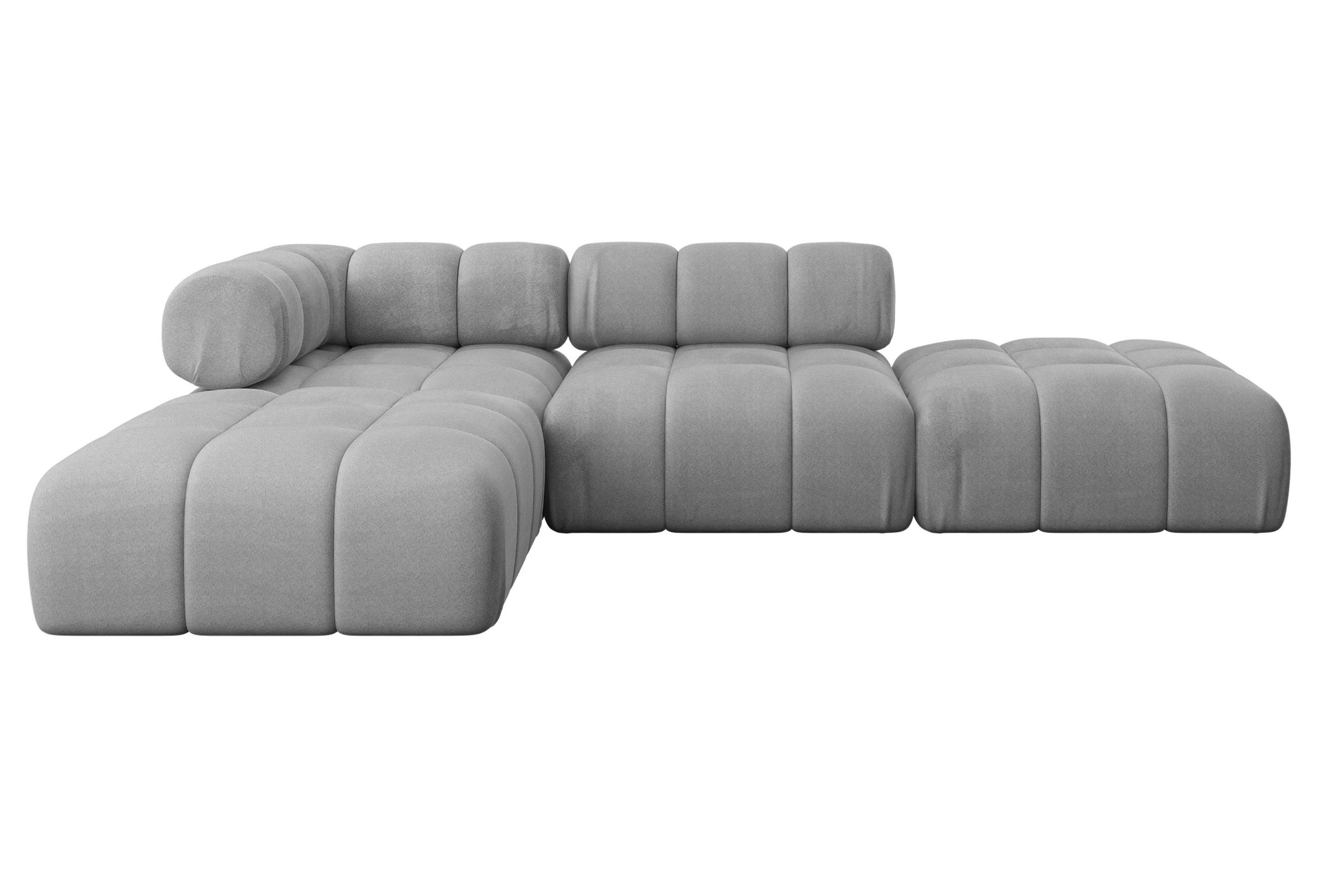 ECKSOFA modulares Sofa Kerru-L1 - 285x190x70 cm Hellgrau Velours - Hellgrau, Holzwerkstoff/Textil (285/190cm) - ALTDECOR