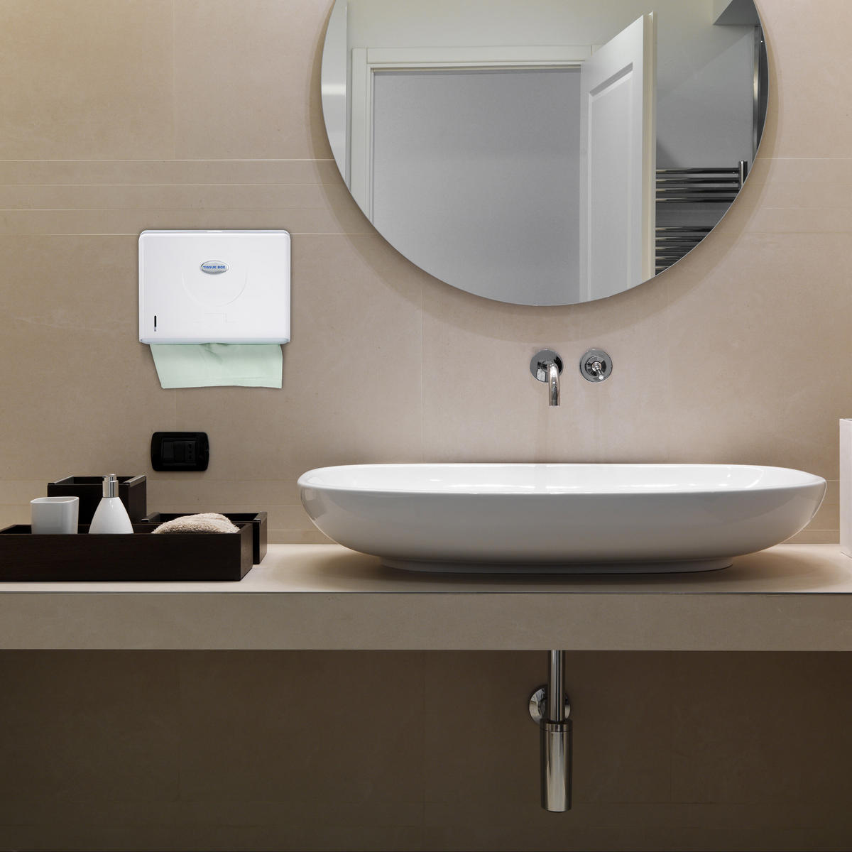 ZÁSOBNÍK na papierové uteráky - biela, plast (27.5/20.5/10cm) - Relaxdays