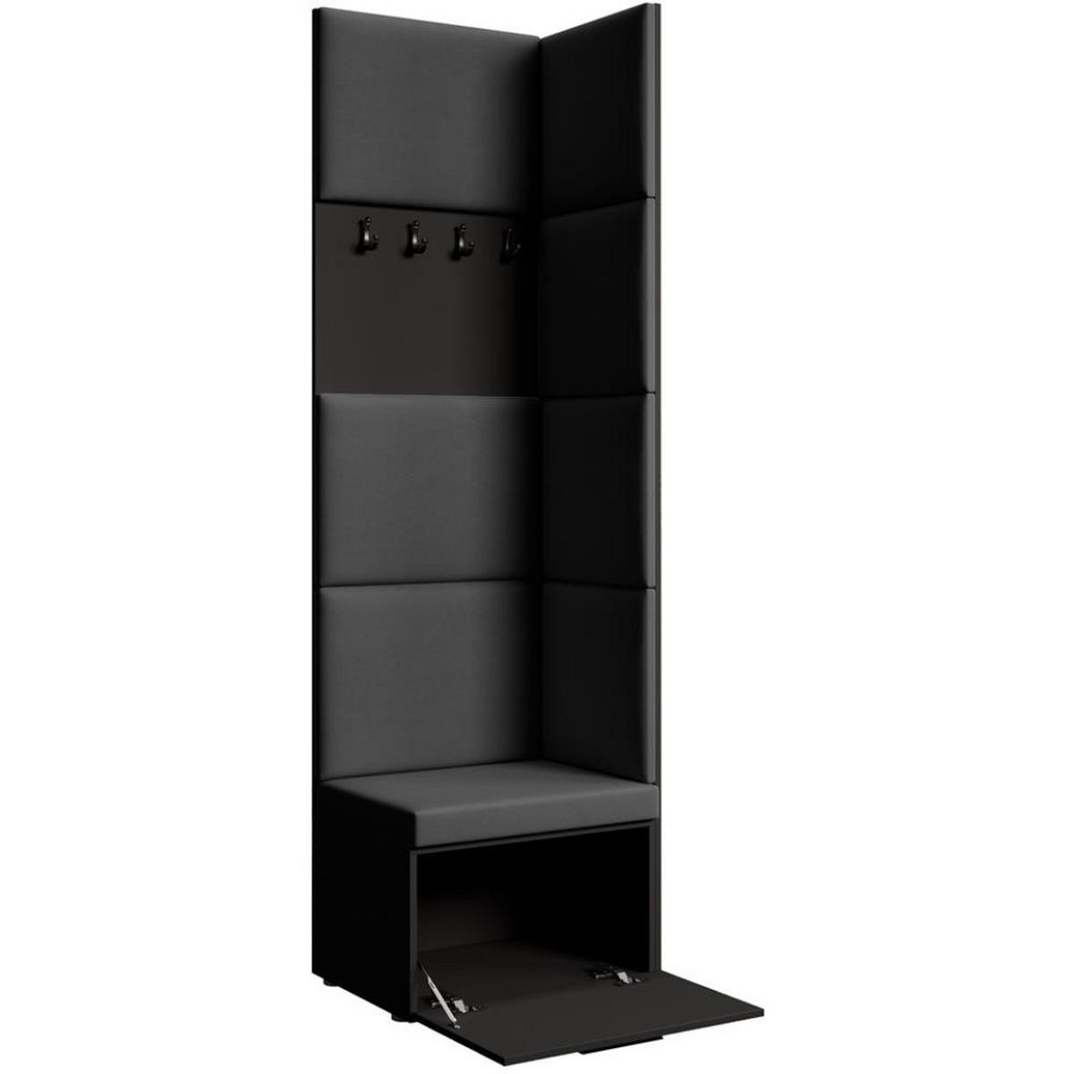 GARDEROBE Margaret V 81/203/43 mit gepolsterten Paneelen - Schwarz, Holzwerkstoff/Kunststoff (60/206.5/42cm) - Beautysofa