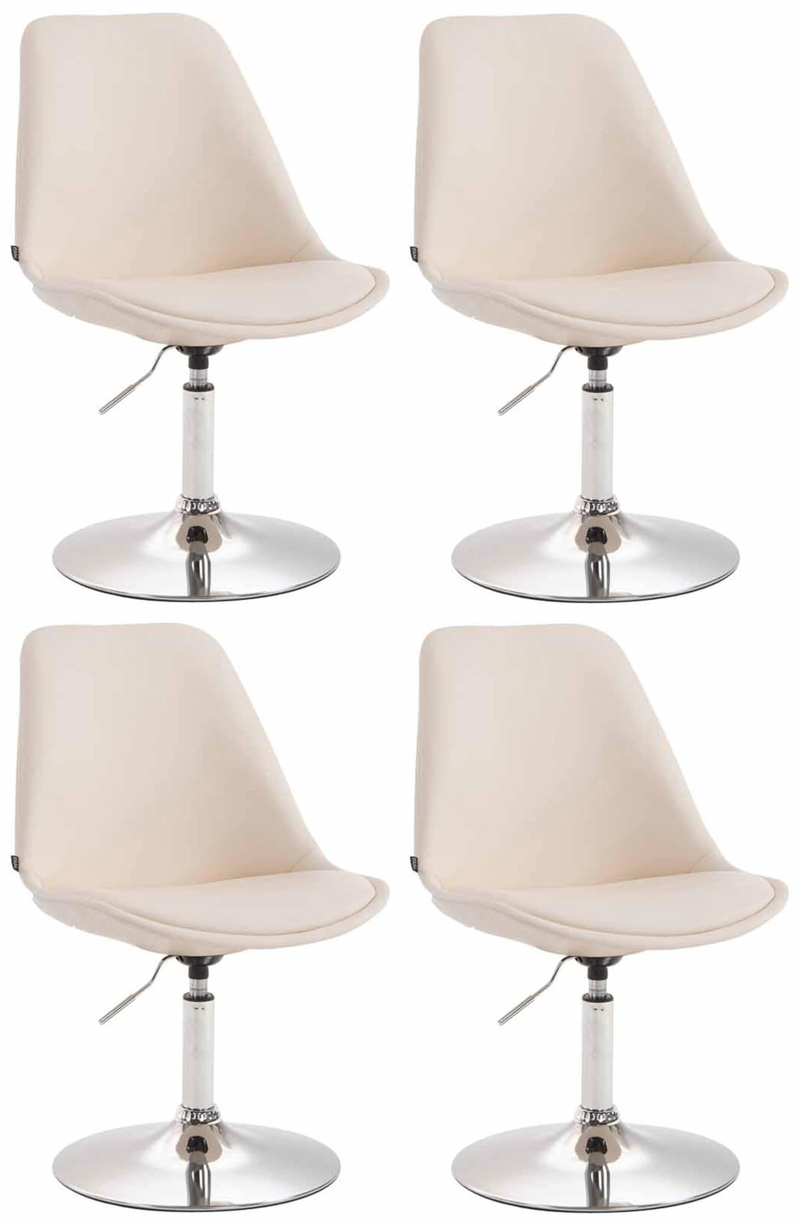 DREHSTUHL 4er Set Lederlook creme - Chromfarben/Creme, Textil/Metall (48/76/57cm) - CLP
