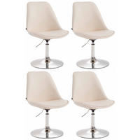 DREHSTUHL 4er Set Lederlook creme - Chromfarben/Creme, Textil/Metall (48/76/57cm) - CLP