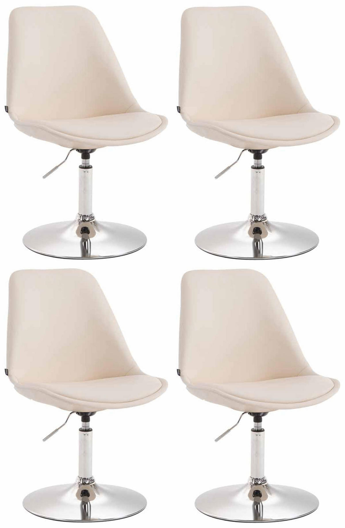 DREHSTUHL 4er Set Lederlook creme - Chromfarben/Creme, Textil/Metall (48/76/57cm) - CLP