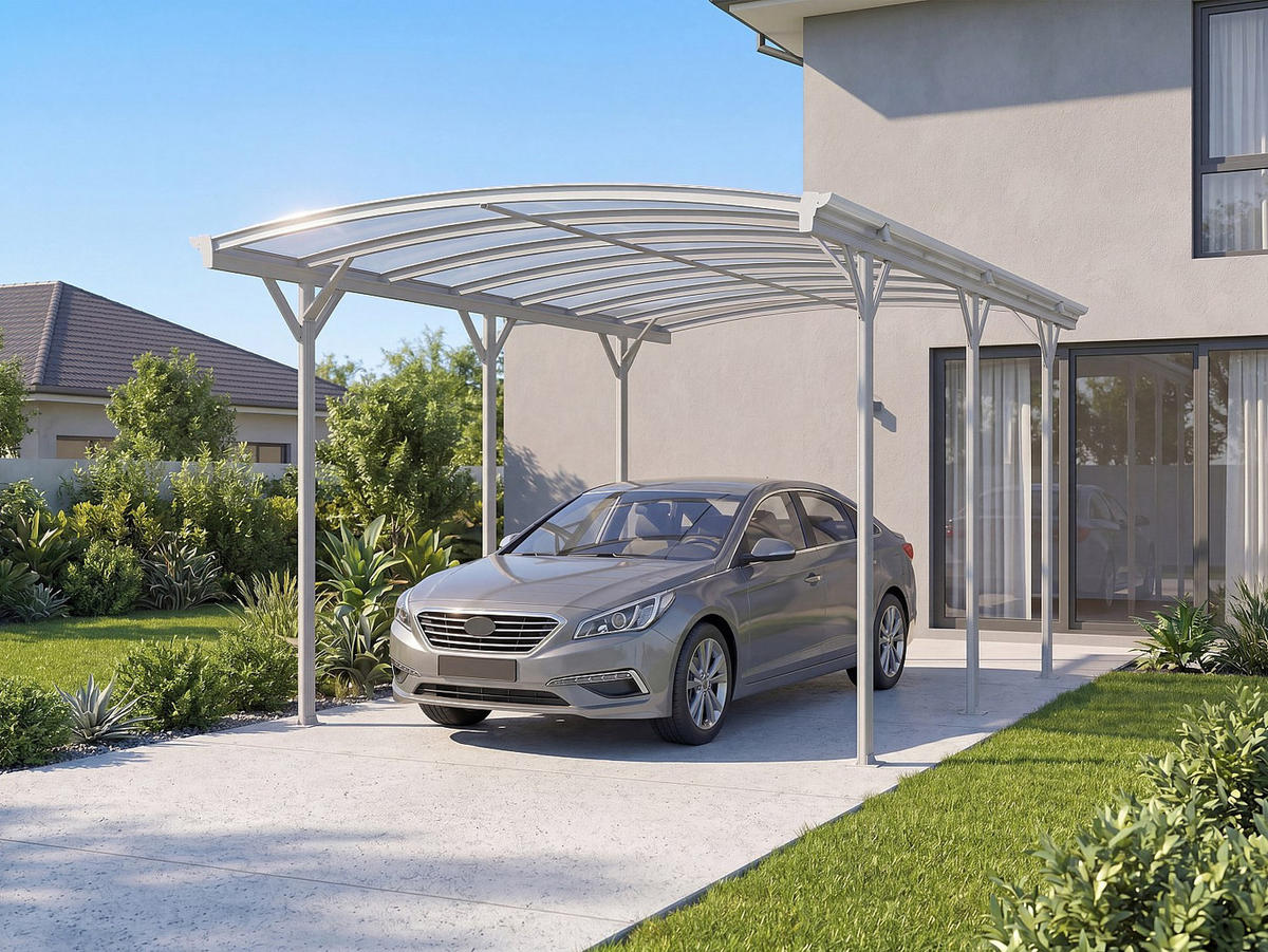 FREISTEHENDES Carport - 1 Person - plastik - weiß Baresa - Weiß, Kunststoff/Metall (370/210/294cm) - Vente-Unique