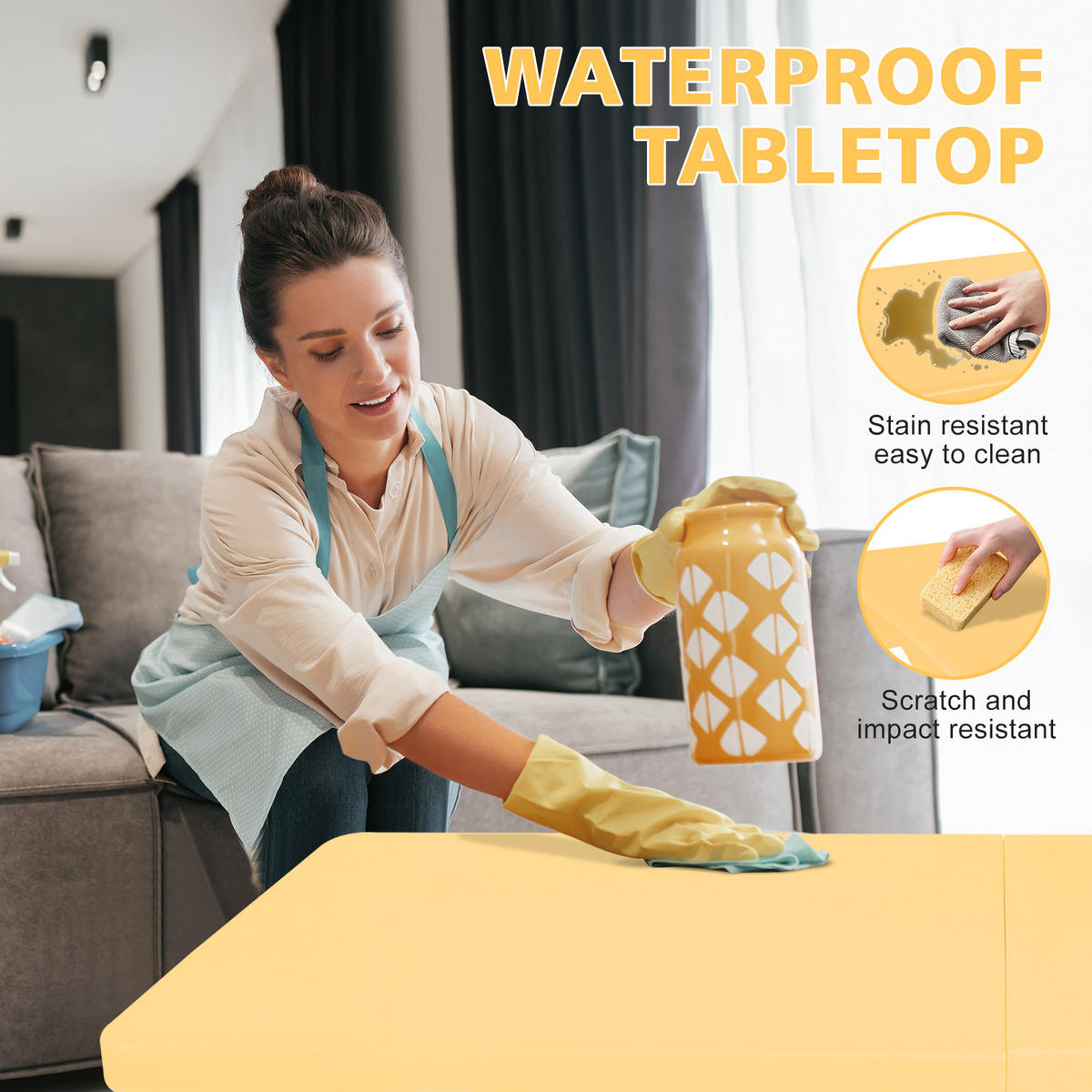 KLAPPTISCH 125 cm Hellgelb - Hellgelb, Kunststoff (125/61/74cm) - ComfortXL