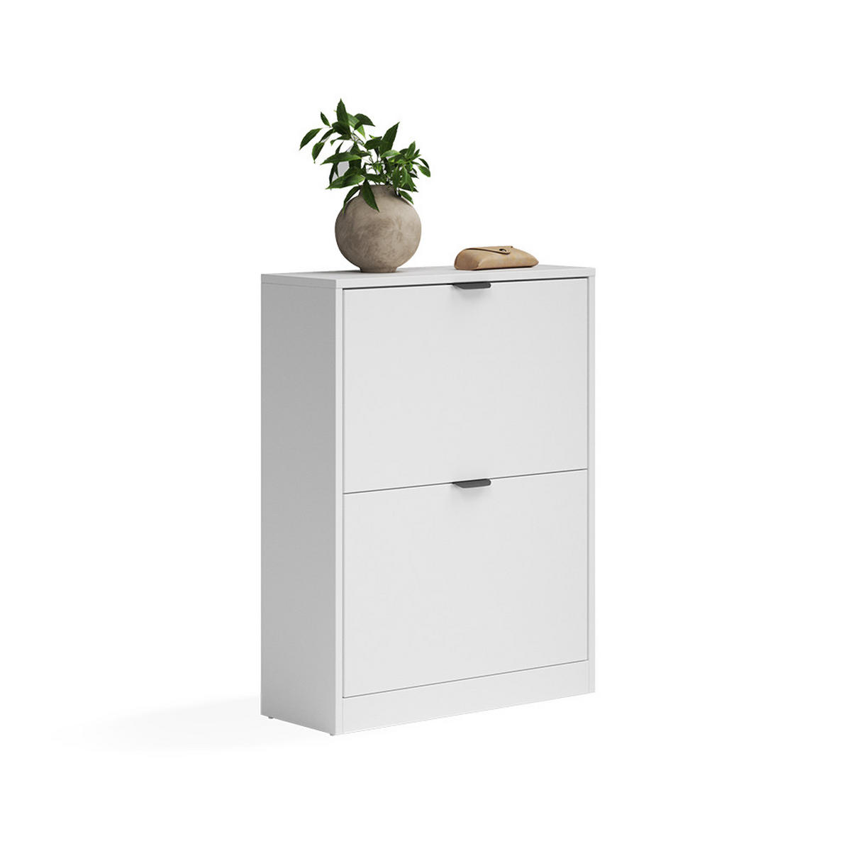 SCHUHKIPPER Gizmo, Weiß/Schwarz, 59 x 77.6 cm mit 2 Fächern - Schwarz/Weiß, Holzwerkstoff (59/77.6/22cm) - Vicco