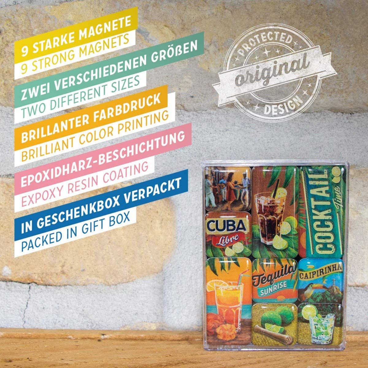 MAGNETSET 9-teilig Open Bar Cocktail Time - Multicolor, Metall (7/9/2cm) - Nostalgic-Art
