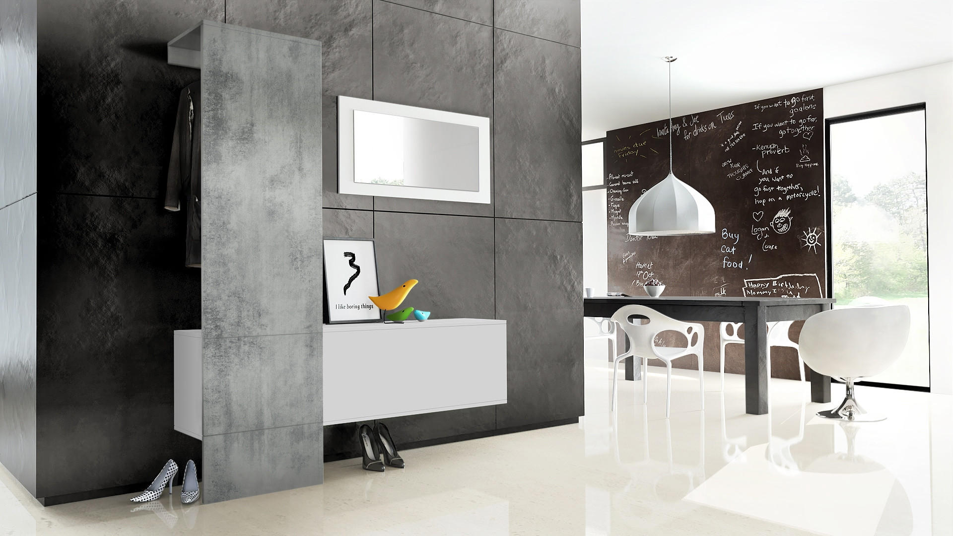 GARDEROBE Carlton Paneel in Beton Oxid Optik - Hellgrau, Holzwerkstoff (156/193/35cm) - Vladon