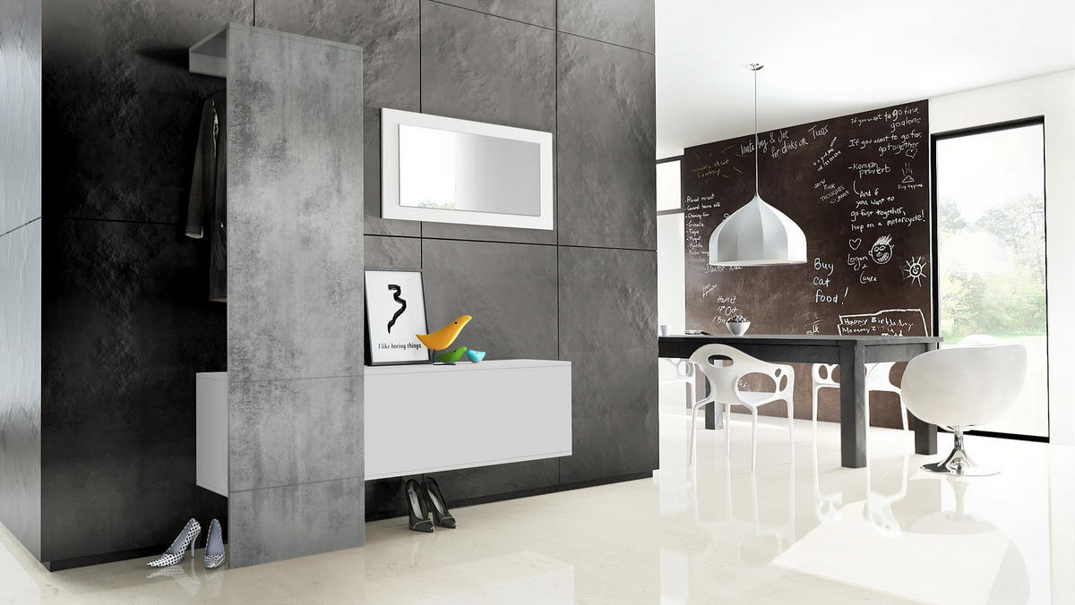 GARDEROBE Carlton Paneel in Beton Oxid Optik - Hellgrau, Holzwerkstoff (156/193/35cm) - Vladon