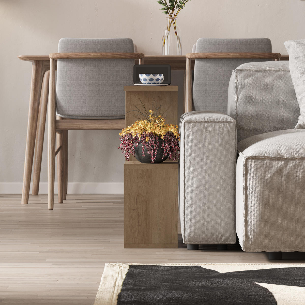 BEISTELLTISCH Homemania Natur Eiche 60/20/60 cm - Eichefarben, Holzwerkstoff (19.6/60/59.4cm) - Decortie