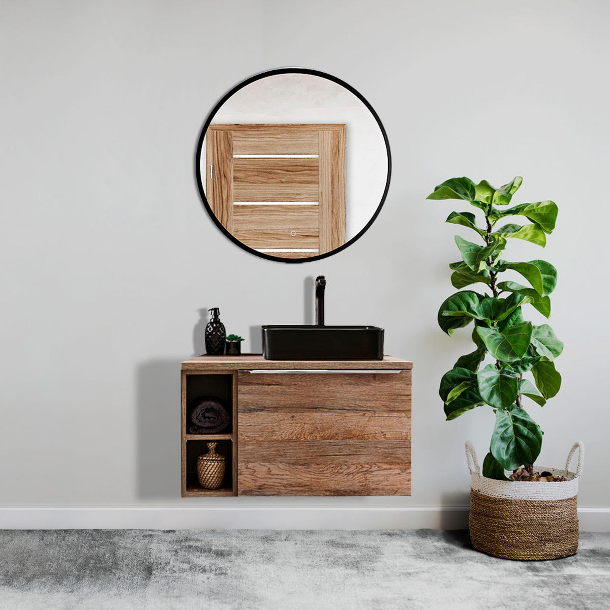 BADMÖBEL-SET 5-TLG. Puebla-56 - Braun, Holzwerkstoff (84/200/46cm) - Lomado