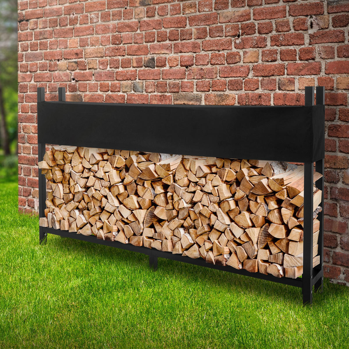 KAMINHOLZREGAL - Anthrazit, Metall (25/115/200cm) - ML-DESIGN