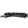 ECKSOFA mit Ottomane - Taupe/Schwarz, Textil/Metall (319/230cm) - home24