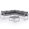 GARTENSALON Ibiza Grau und Weiß 4 Plätze - Weiß/Grau, Metall - Happy Garden