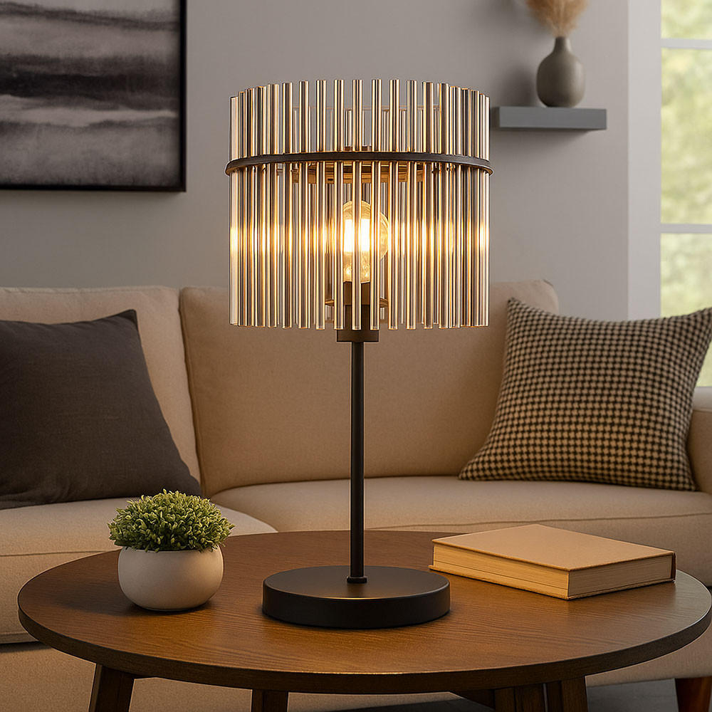 LED TISCHLEUCHTE Metall Grau - Grau, Glas (30/30/54.5cm) - Globo Lighting