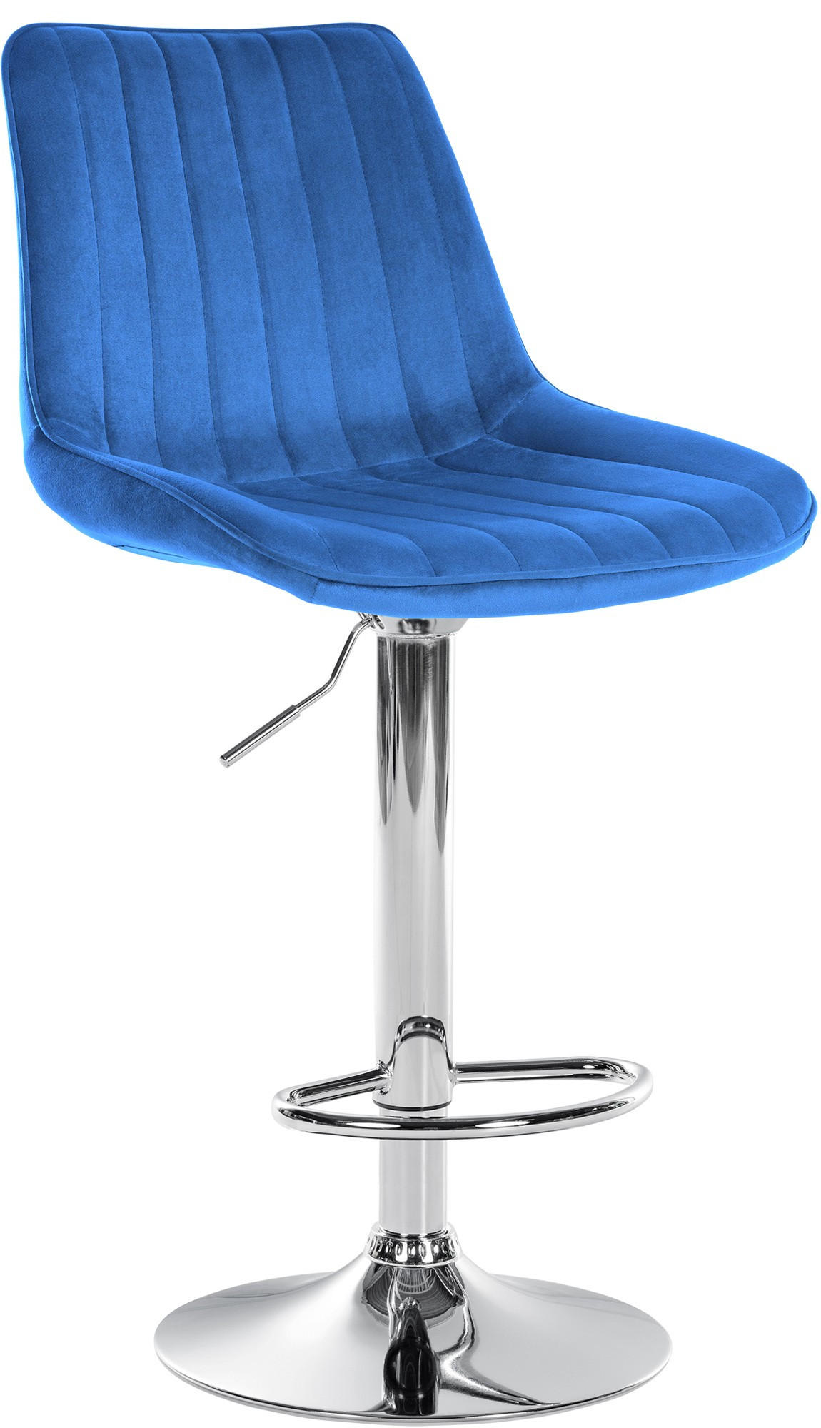 BARHOCKER RIO Blau Samt Chrom - Blau, Textil/Metall (49.5/91/50cm) - DELUKE