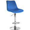 BARHOCKER RIO Blau Samt Chrom - Blau, Textil/Metall (49.5/91/50cm) - DELUKE
