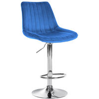 BARHOCKER RIO Blau Samt Chrom - Blau, Textil/Metall (49.5/91/50cm) - DELUKE
