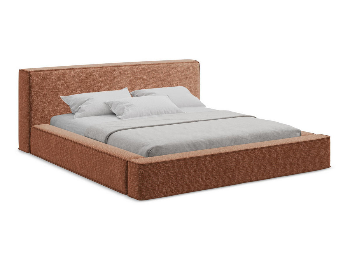 POLSTERBETT mit Bettkasten und Lattenrost 180x240 Orange - Terra cotta/Schwarz, Kunststoff/Textil (140/200cm) - Makamii